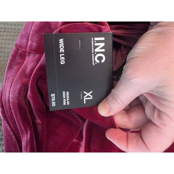 Brand New INC International Concepts Women's XL Wide Leg High Rise Velvet Pants - Picture 3 of 7